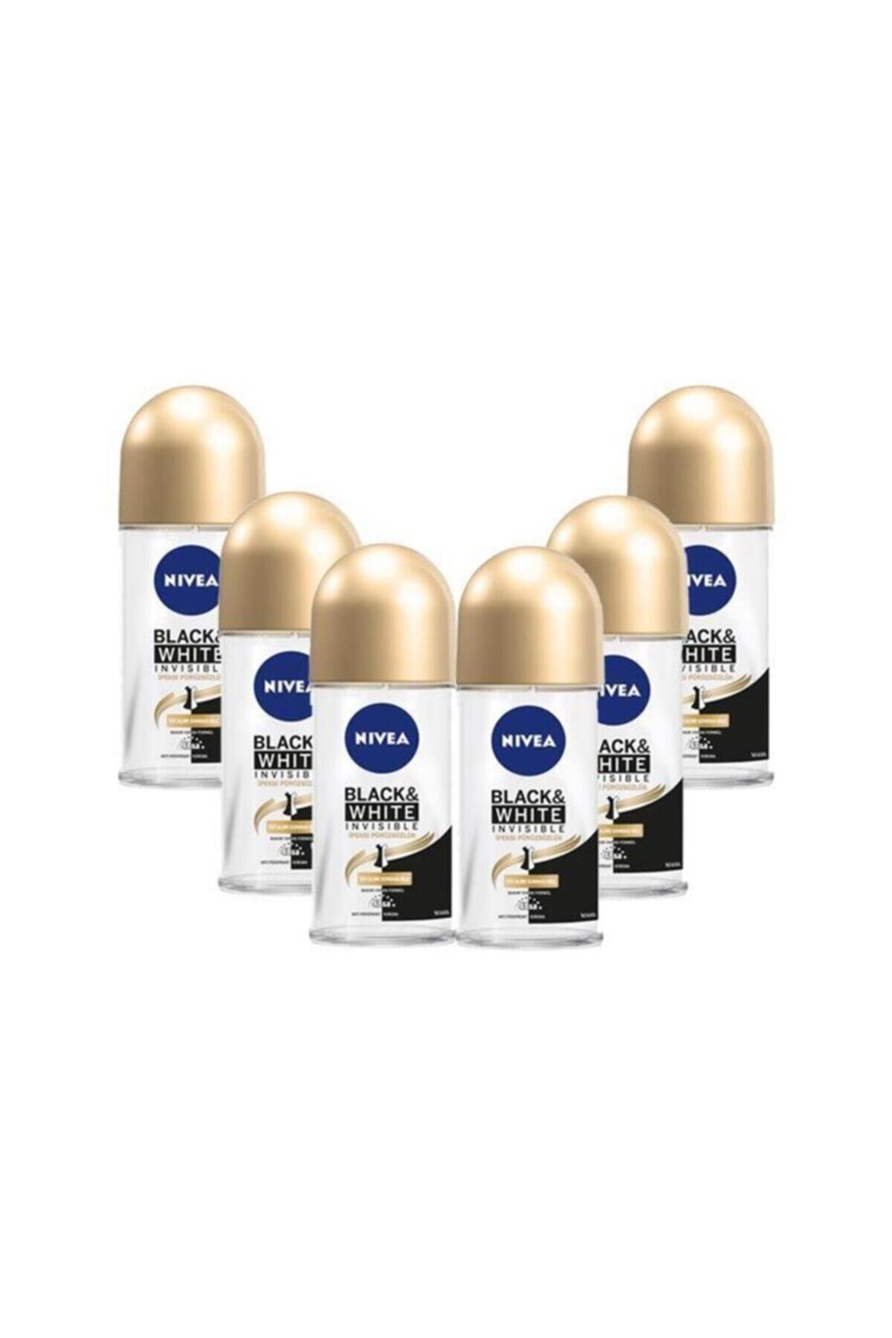 6 Adet Nivea Roll-On 50 Ml Invisible Black White İpeksi Pürüzsüzlük Kadın