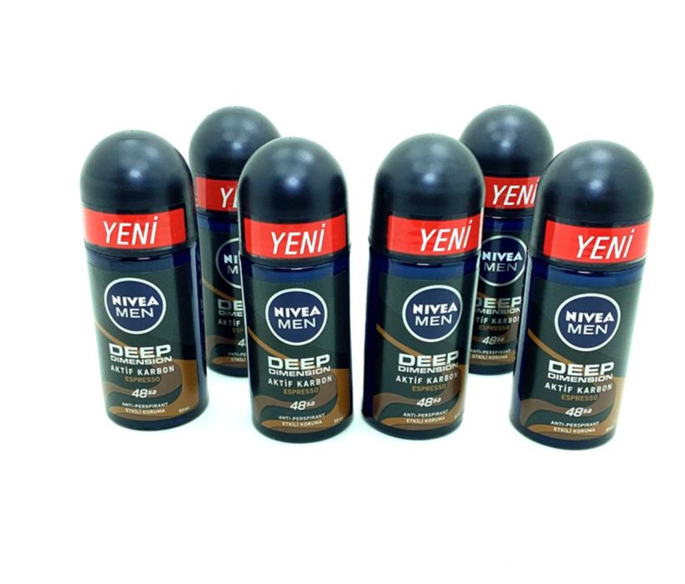 6 Adet Nivea Roll-On 50 Ml Men Deep Akit Karbon Espresso 