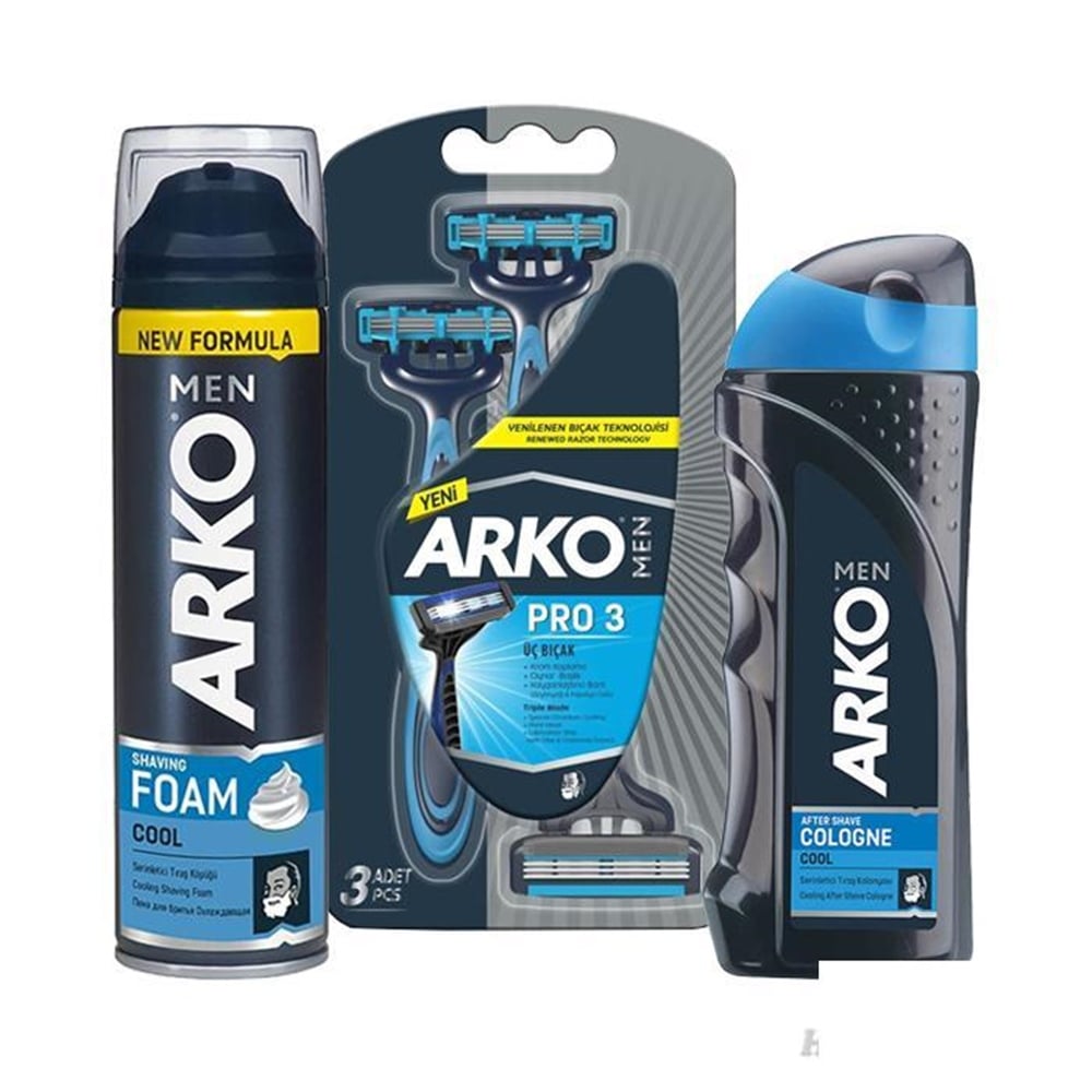 Arko Set Traş Köpüğü 200 Ml +  Kol +Pro 3 Bicak