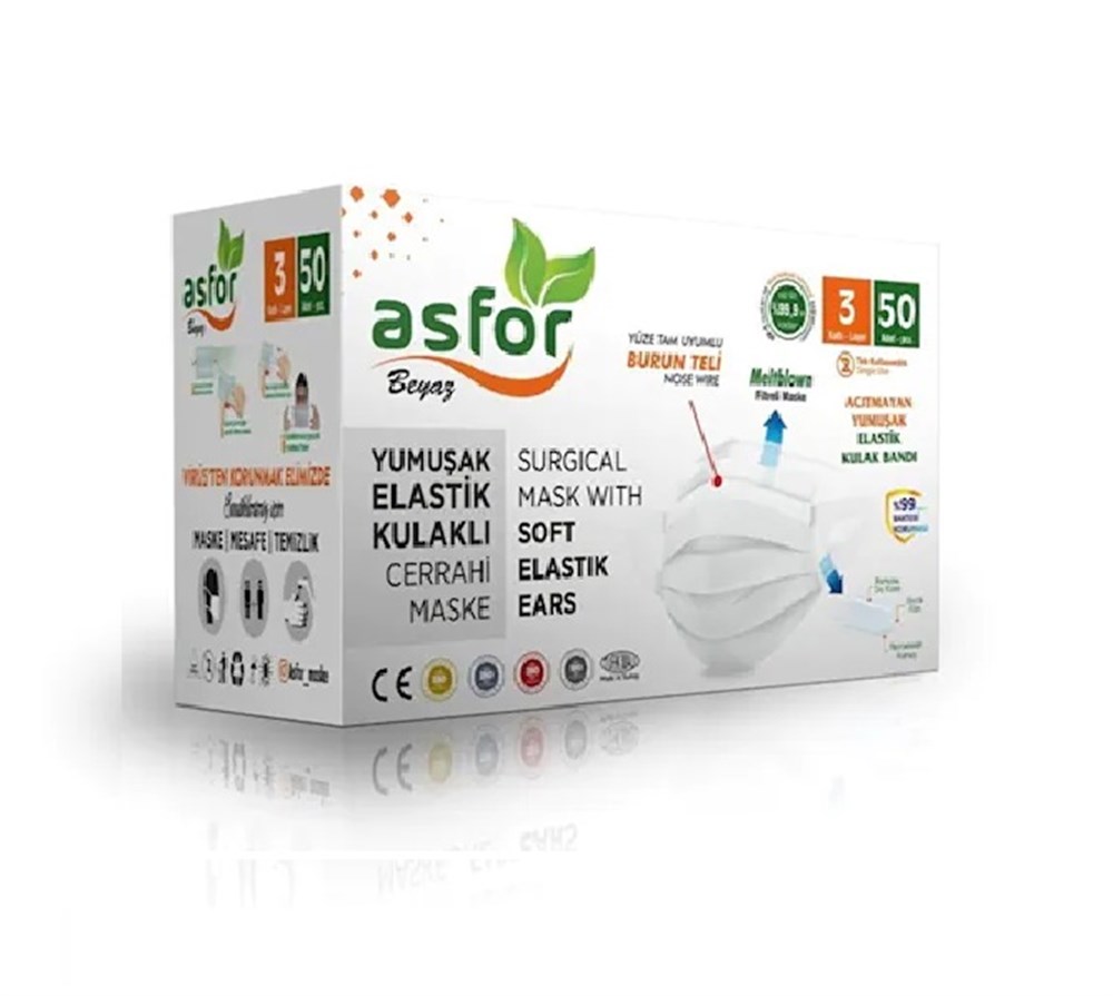 Asfor Cerrahi Maske 50'Li