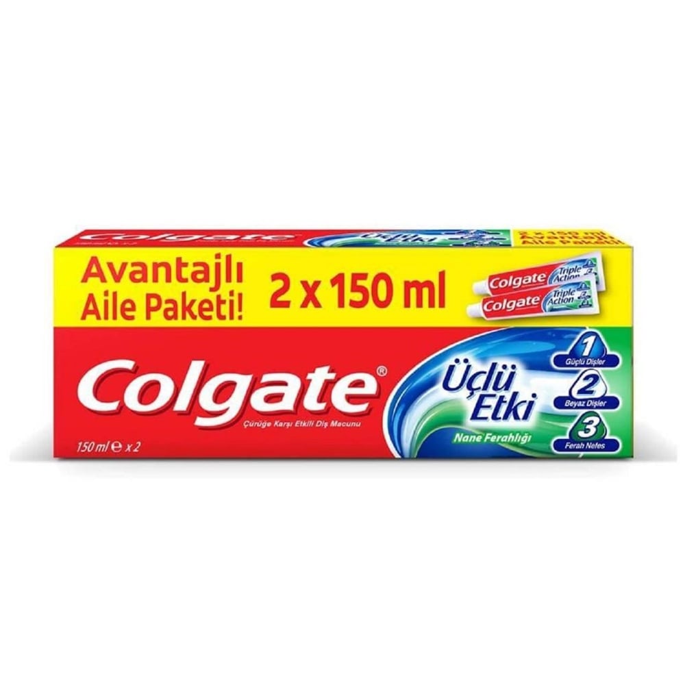 Colgate Diş Macunu 3 Etkili Güçlü Etki 2Li Paket 150Ml