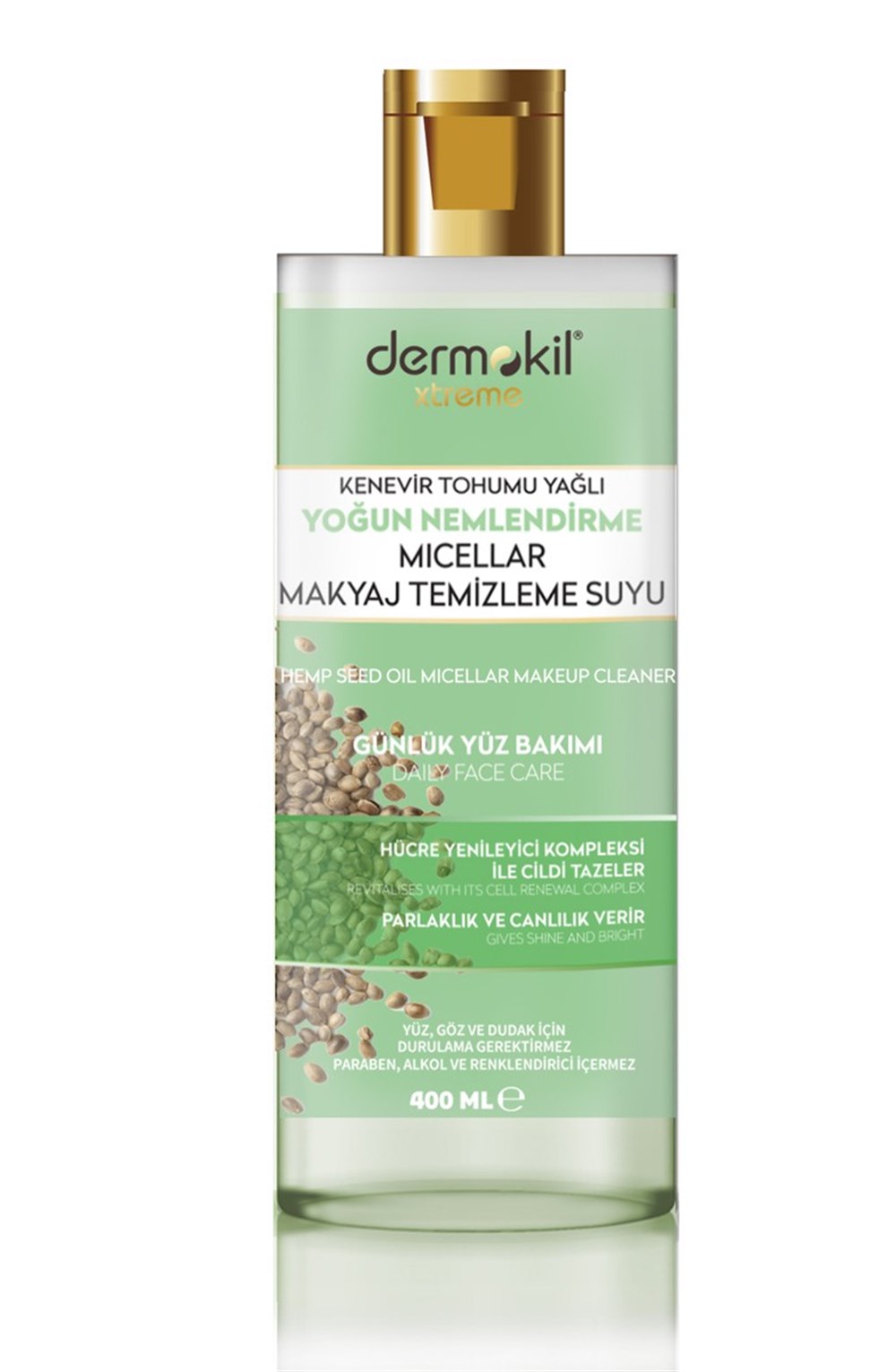 Dermokil  Makyaj Temizleme Suyu 400Ml Kenevir Tohumu Yağı