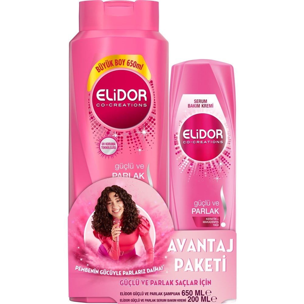 Elidor Güçlü Parlak Şampuan 650 Ml + Saç Kremi 200 Ml
