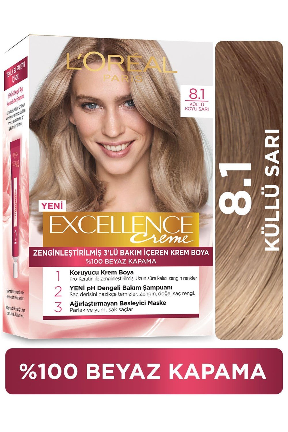 Loreal Paris Excellence Creme Saç Boyası 8.1 Koyu Sarı Küllü