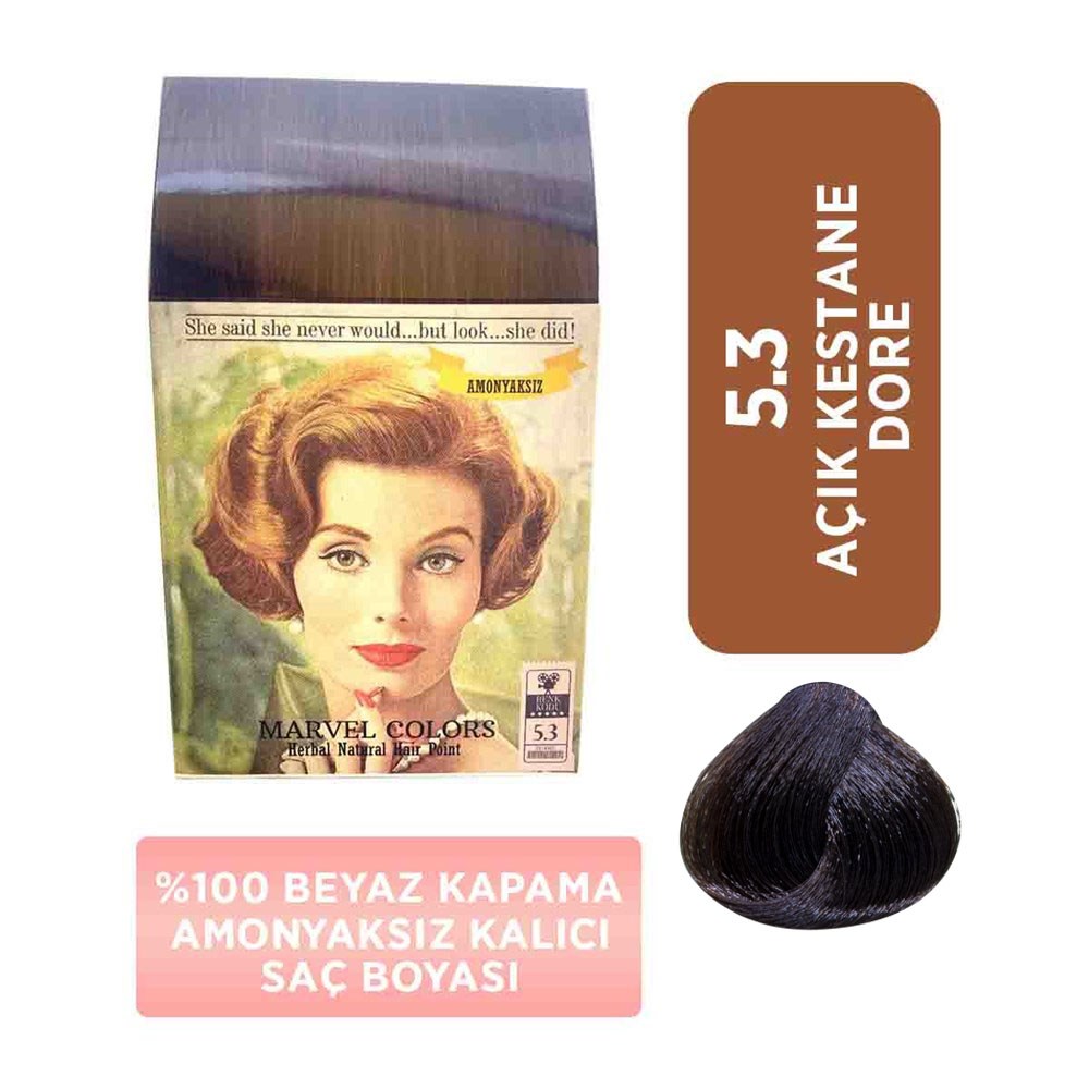 Marvel Saç Boyası Amonyaksız Naturel Hair  5.3 Açık Kestane Dore