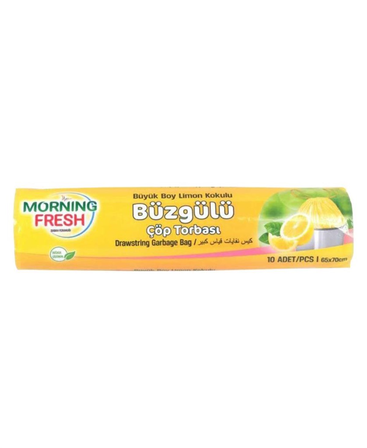 Morning Fresh Limon Kokulu Büyük Boy Büzgülü Çöp Poşeti 10 Lu 65*70 cm