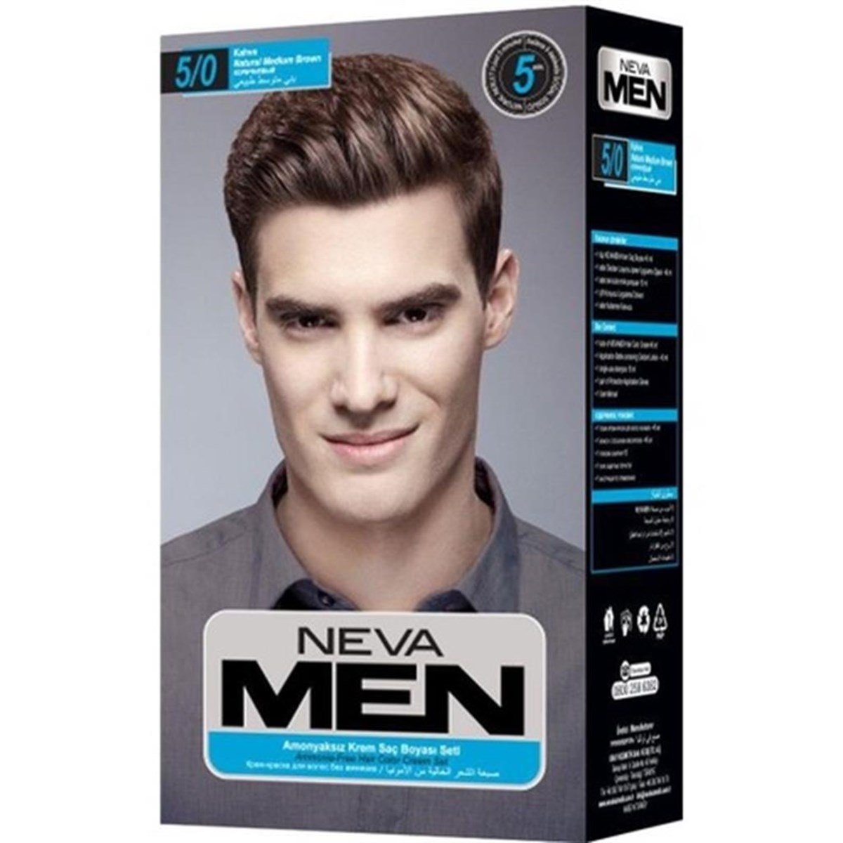 Neva Men Amonyaksız Krem Saç Boyası Seti 5/0 Kahve