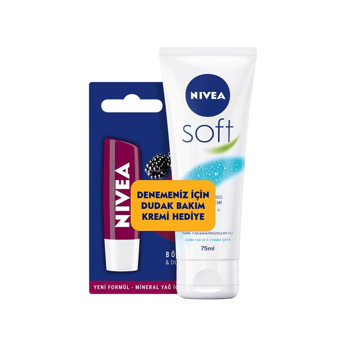 NIVEA BODY EL KREM 75ML TUP KORUYUCU +LIP BOGURTLEN