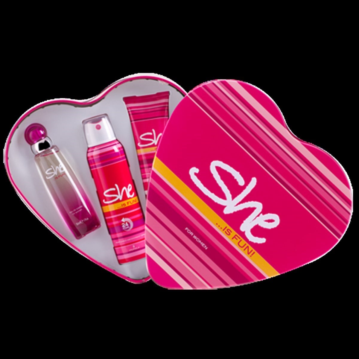 She Fun Set Kalp 50ml Edt + Deodorant 150 Ml + Vücut Losyonu 75 Ml 3lü Set