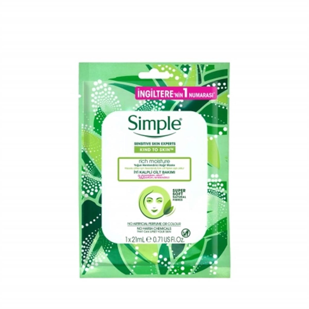 Simple Rich Moisture Yoğun Nemlendirici Kağıt Maske