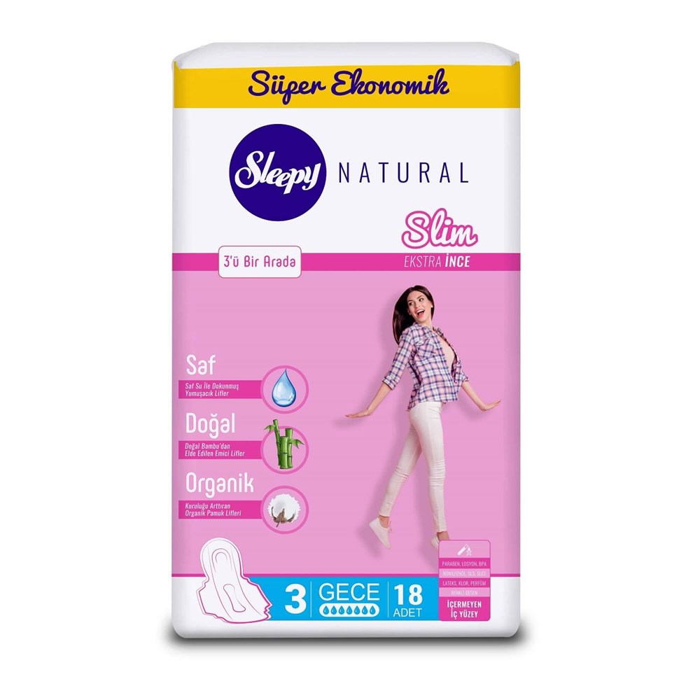 Sleepy Natural Hijyen Ped Eco Slim Gece18 Li