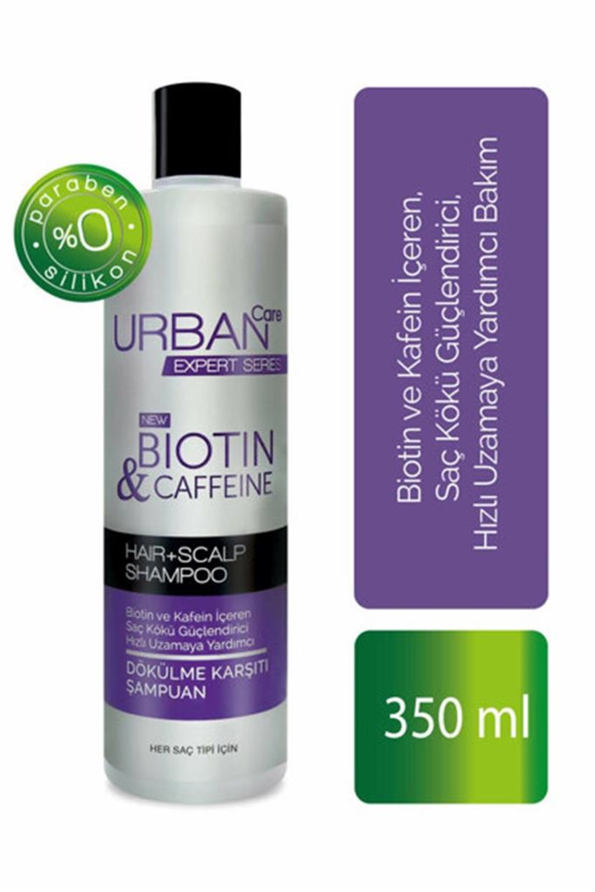 Urban Care Biotin ve Kafein içeren Saç Kökü Güçlendirici Hızlı Uzamaya Yardımcı Şampuan 350 ml