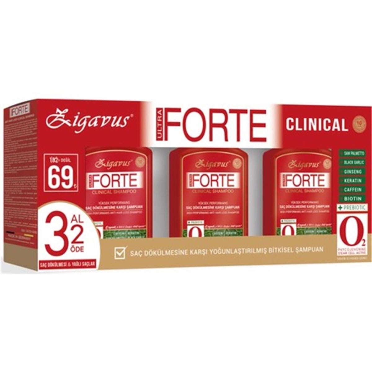 Zigavus Forte Ultra Clinical Dökülme Önleyici Şampuan -Yağlı Saçlar- 3 Al 2