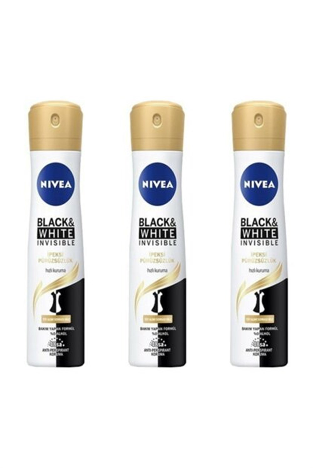 3 Adet Nivea Deo 150 M B&W Invisible İpeksi Pürüzsüzlük l