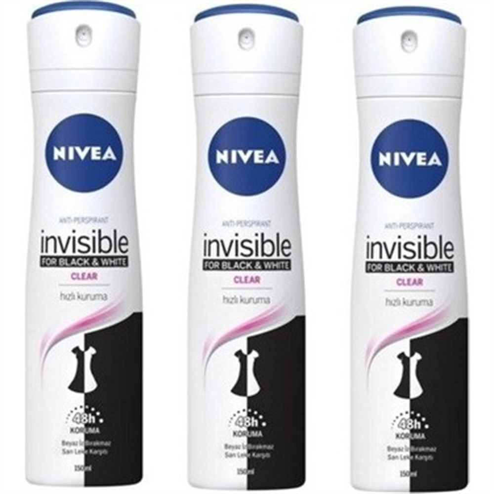3 Adet Nivea Deo 150 Ml Black & White Clear Kadın