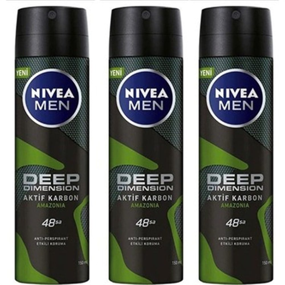 3 Adet Nivea Deo 150 Ml Deep Dimension Amazonia Erkek