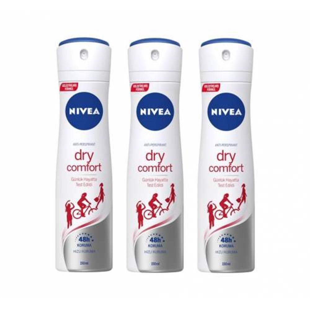 3 Adet Nivea Women Dry Comfort 150 Ml