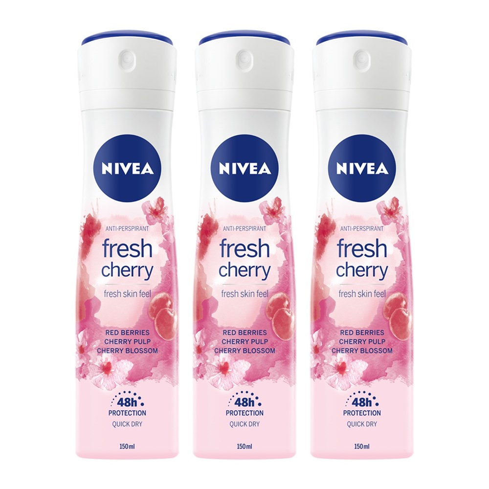 3 Adet Nivea Women Fresh Cherry Deodorant 150 Ml