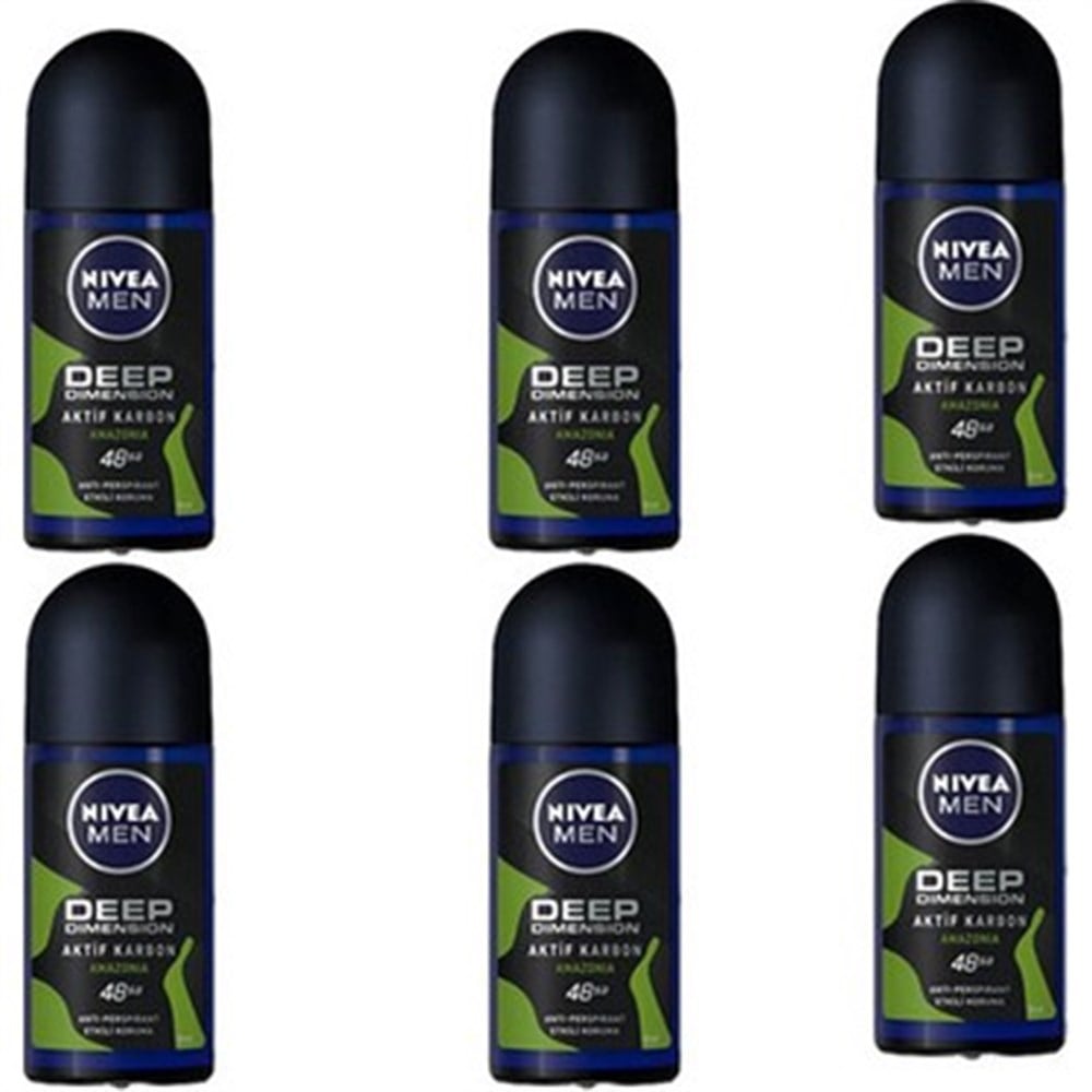 6 Adet Nivea Roll-On 50 Ml Erkek Deep Amazonia 