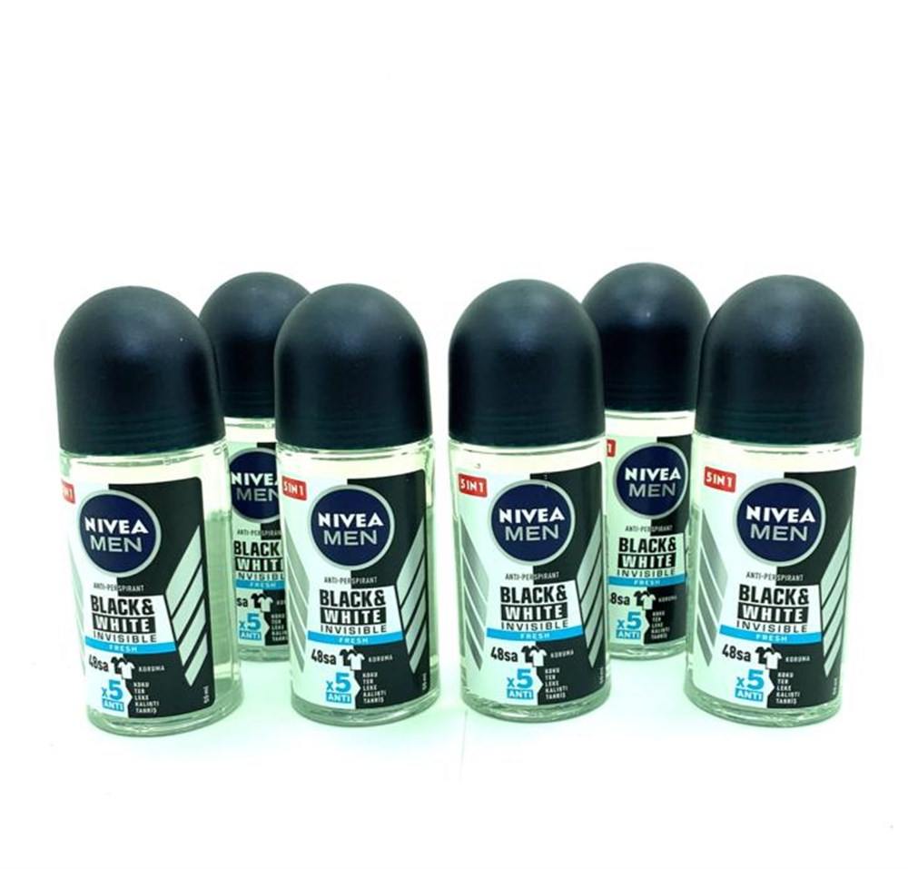 6 Adet Nivea Roll-On Deodorant 50 Ml İnvısıble Black & Whıte Fresh  Erkek