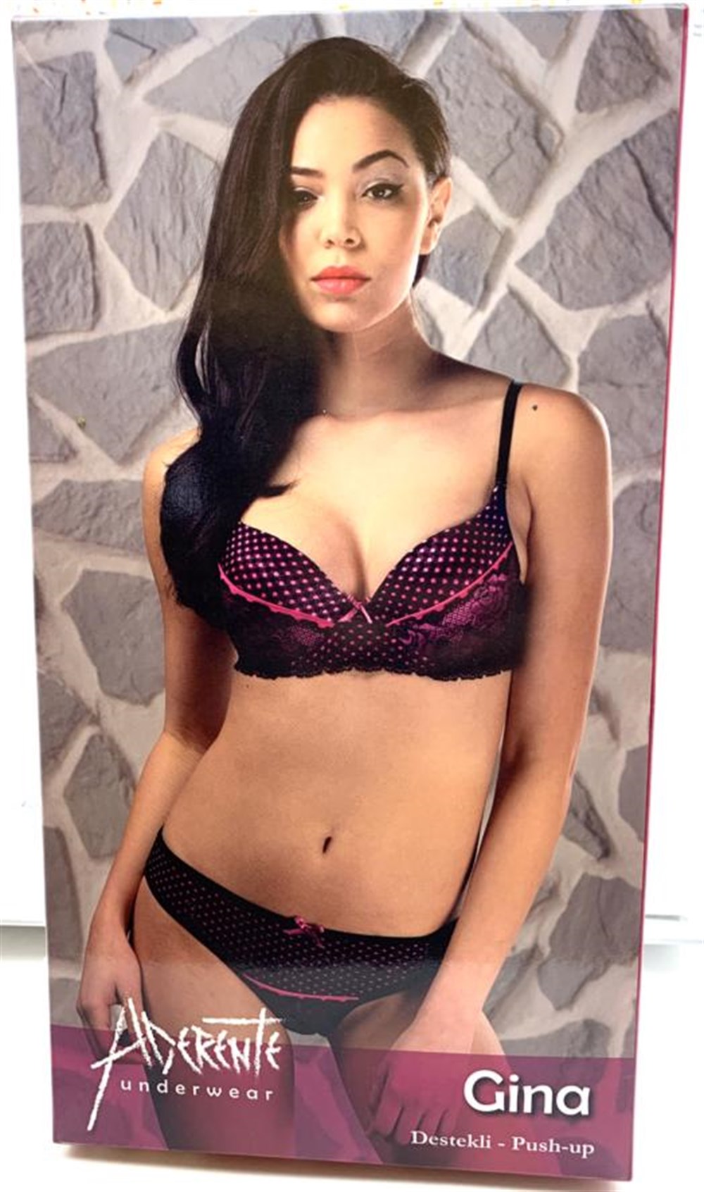 Aderente Set Destekli Gina Pembe -Siyah