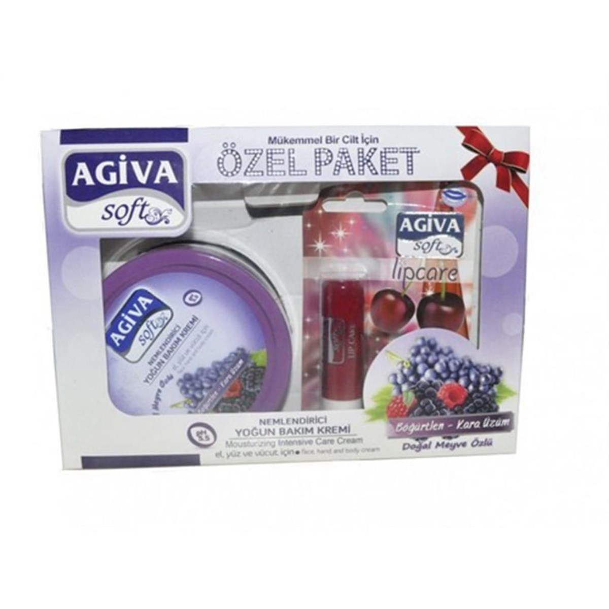 Agiva Soft Böğürtlenli El ve Yüz Kremi 300 Ml + 75 Ml Tüp Krem