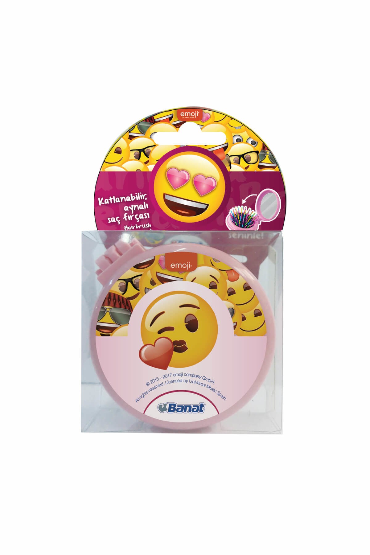 Banat Emoji Katlanabilir Aynalı Saç Fırçası
