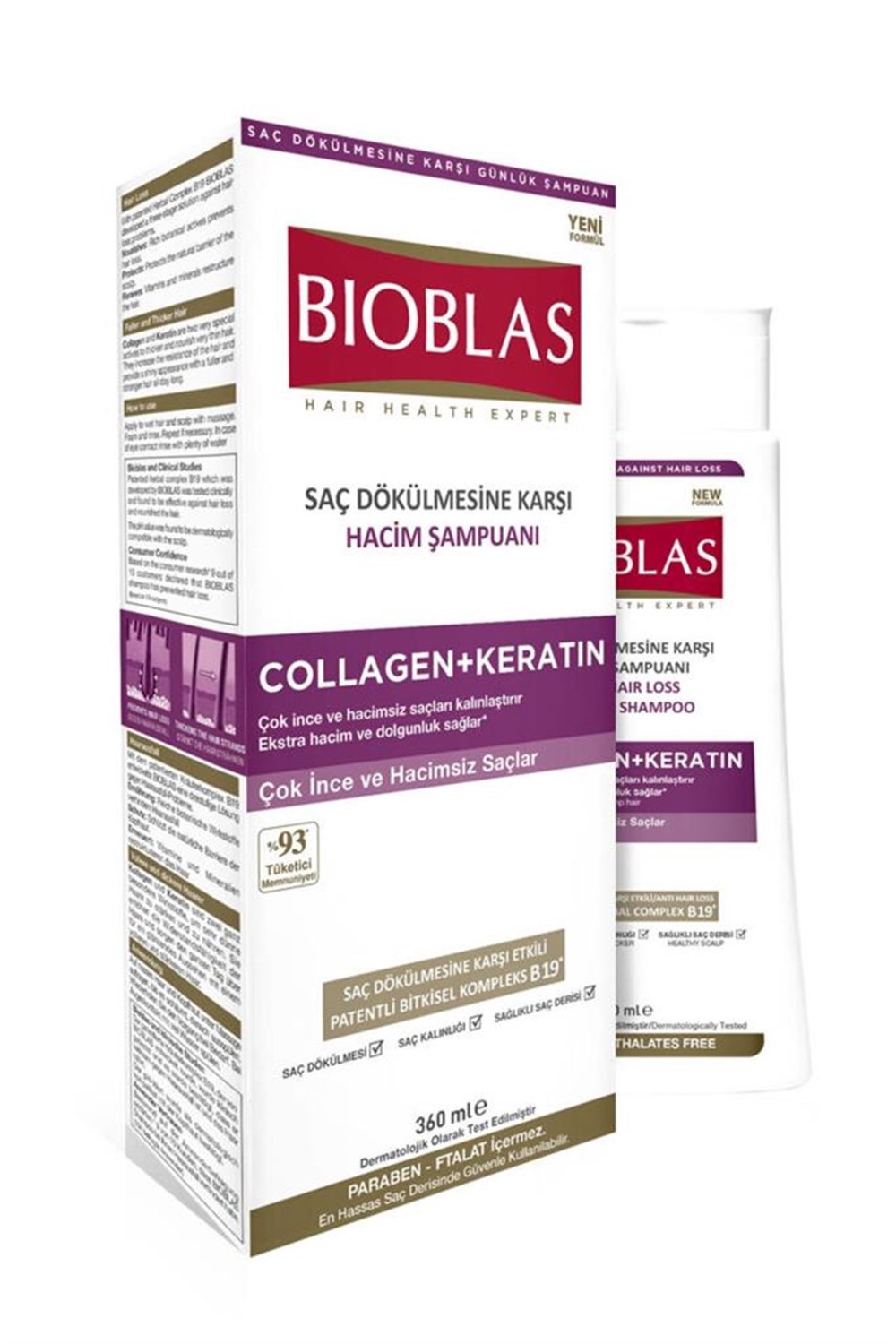 Bioblas Saç Dökülmesine Karşı Hacim Şampuanı Collagen Keratin 360 ml