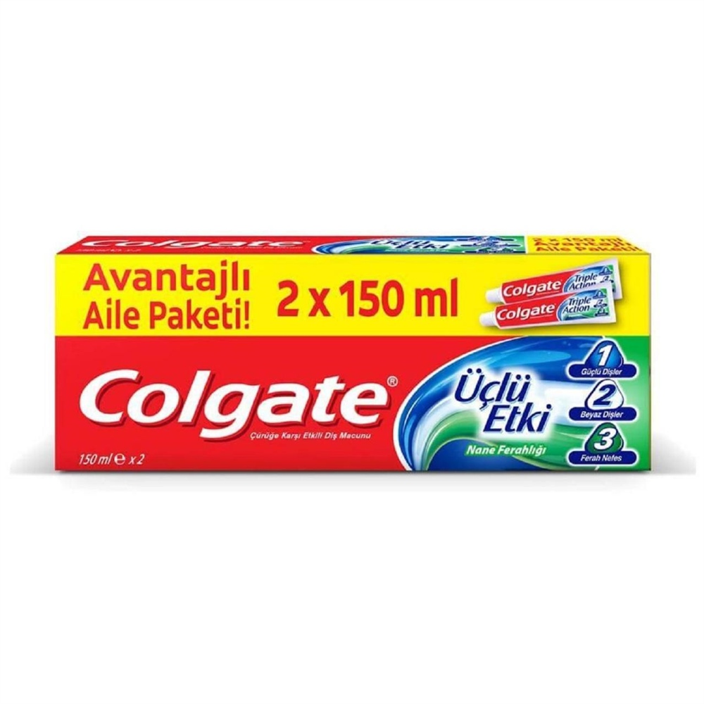 Colgate Diş Macunu 3 Etkili Güçlü Etki 2Li Paket 150Ml