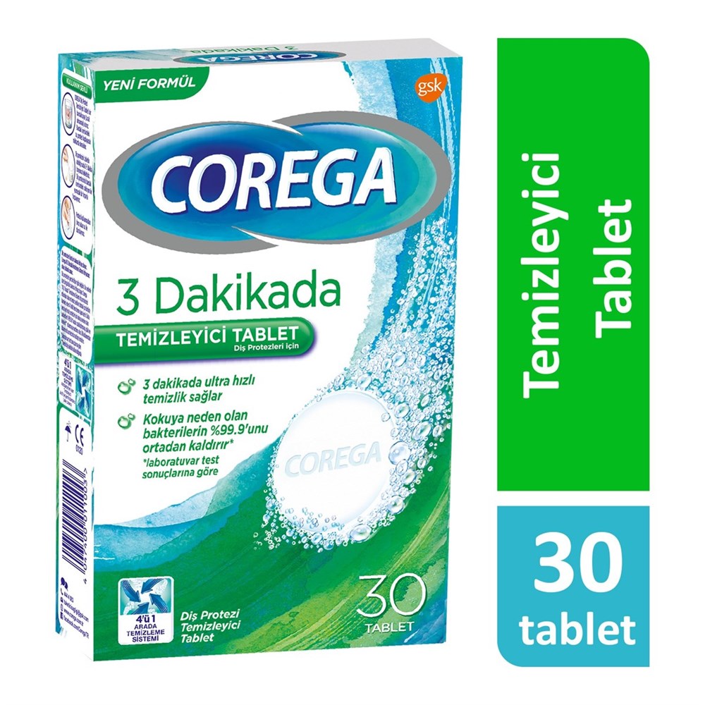 Corega Diş Protezi Temizleyici Tablet 30 Adet