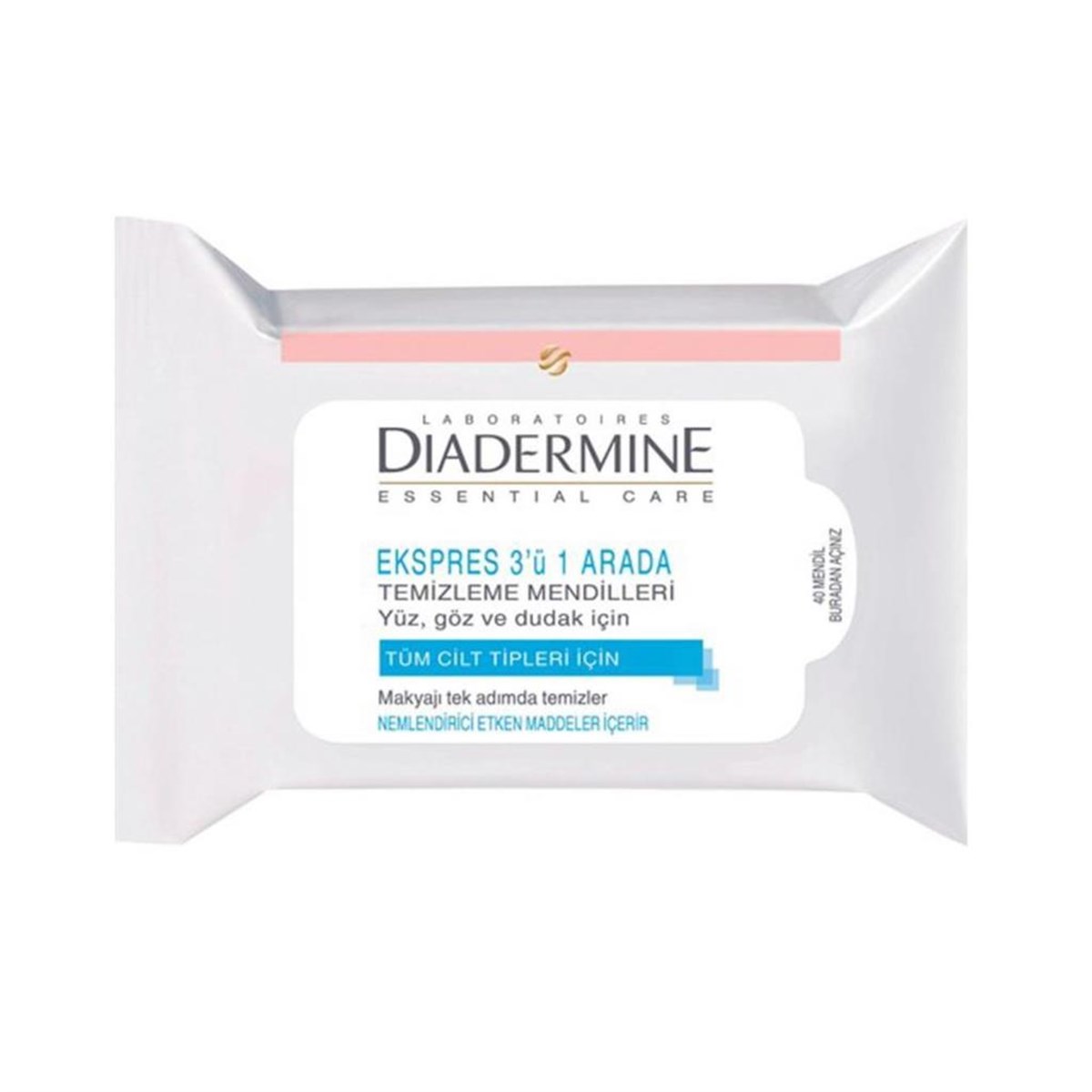 Diadermine Express 3'ü 1 arada Temizleyici Mendil