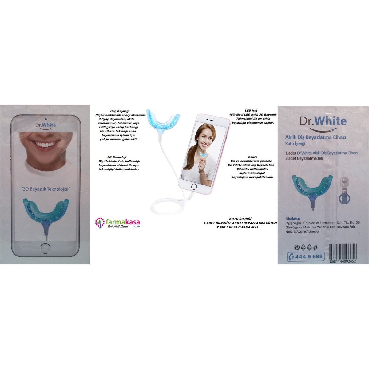 Dr.White Akıllı Diş Beyazlatma 1 Adet Cihazı & 2 Adet Beyazlatma Jeli |  Cossta Cosmetic Station