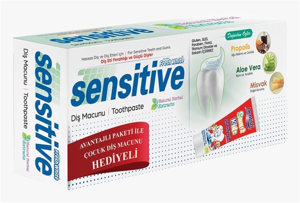 Fresh White Sensitive Diş Macunu 75 Ml Misvak + 75 Ml Çocuk Macunu