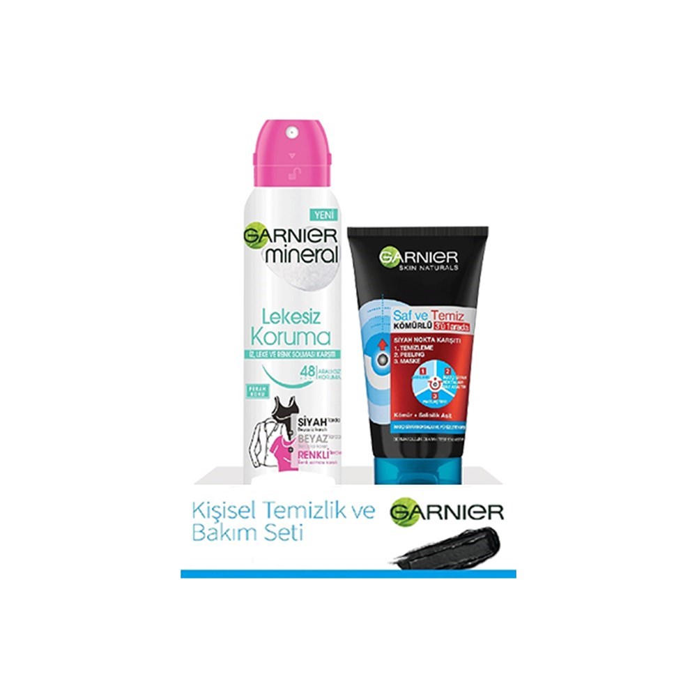 Garnier Lekesiz Koruma Deo 150 Ml + 3 In 1 Saf Temiz Kömürlü Maske 50 Ml