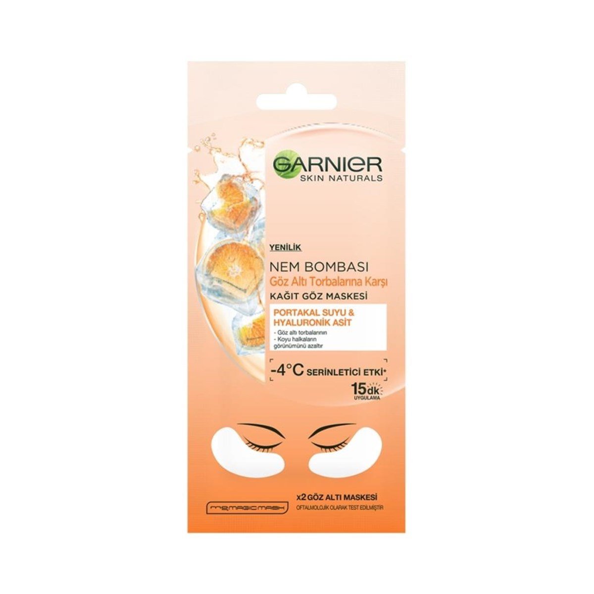 Garnier Nem Bombası Kağıt Göz Maskesi Portakal Suyu