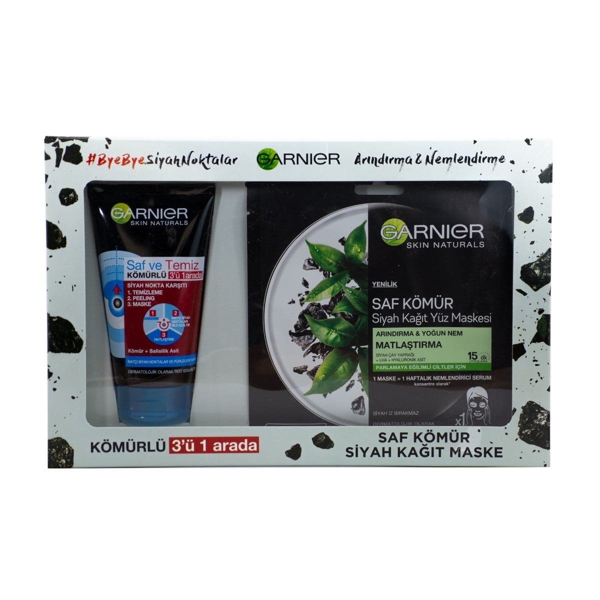 Garnier Saf ve Temiz Kömürlü 150 Ml + Saf Kömür Siyah Kağıt Maske