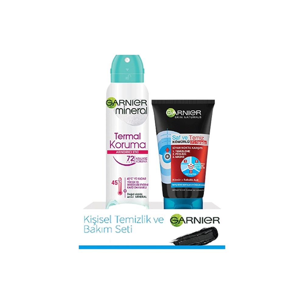 Garnier Termal Koruma Deo 150 Ml + 3 In 1 Saf Temiz Kömürlü Maske 50 Ml