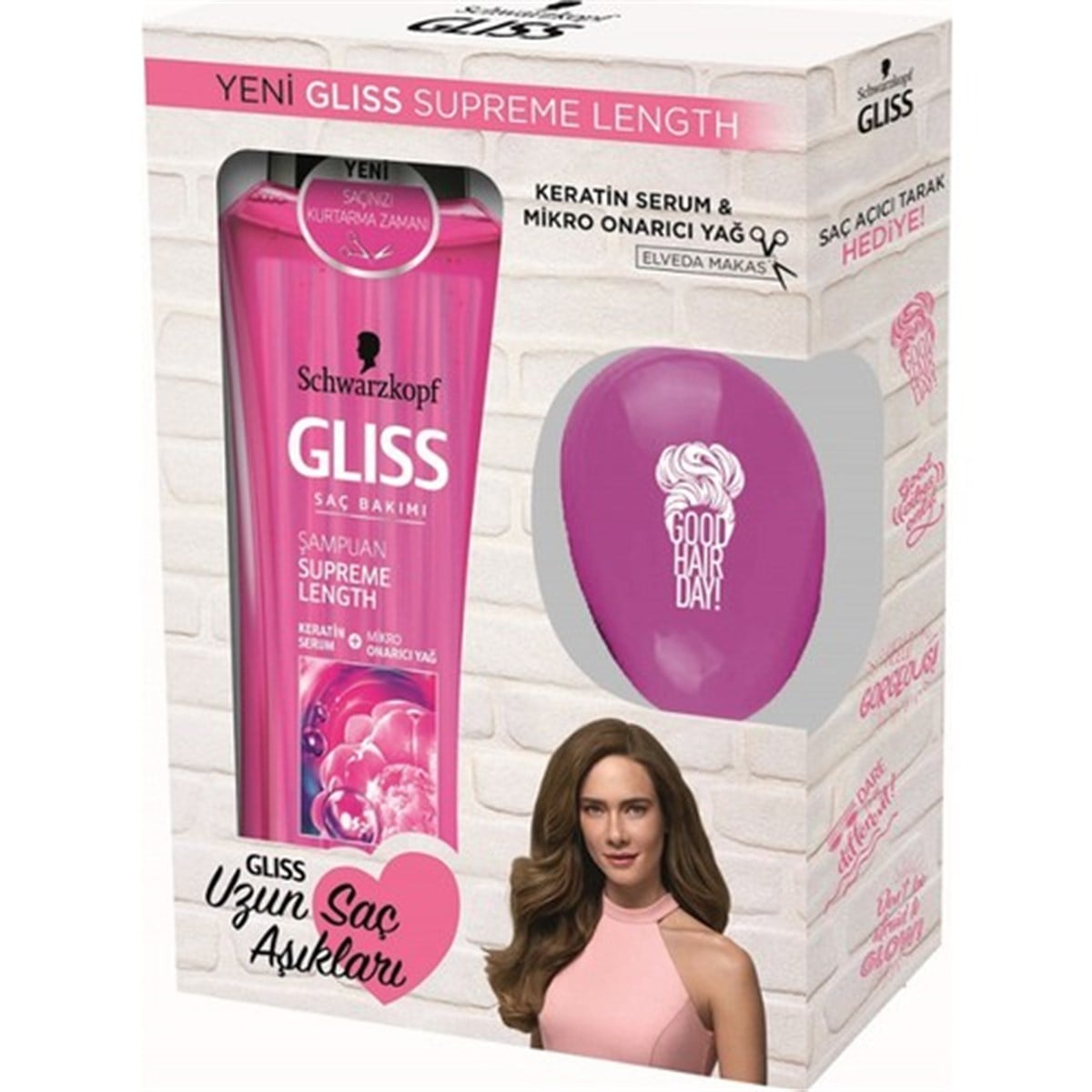 Gliss Supreme Length Şampuan 525 Ml + Saç Açıcı Tarak