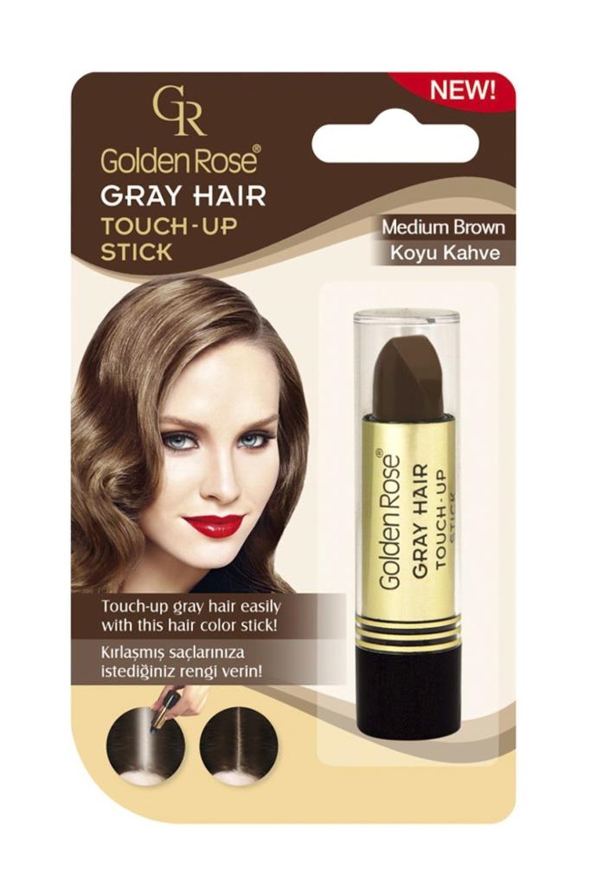 Golden Rose Saç Beyazlarını Kapatan Stick Orta Kahverengi Grey Hair Touch Up