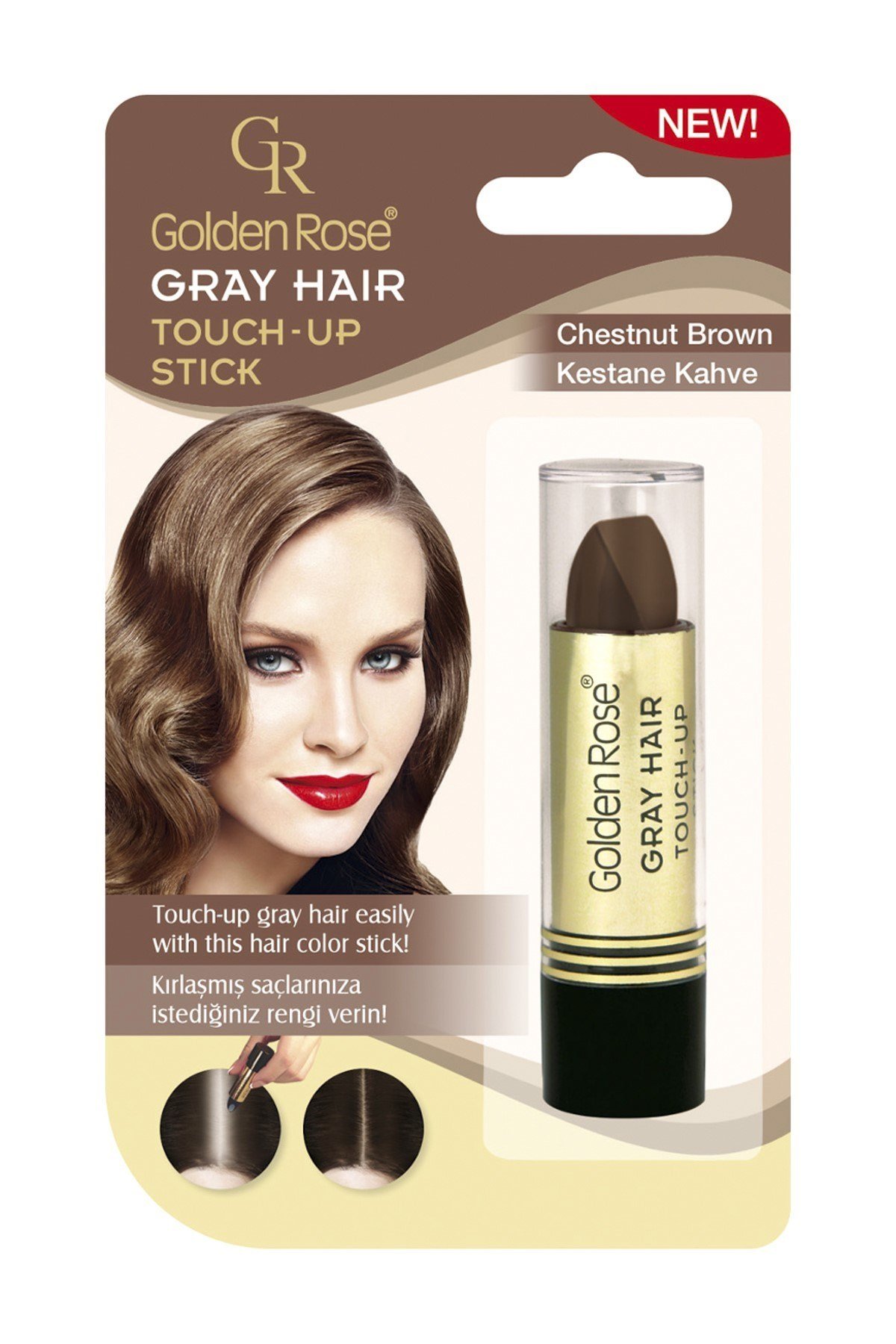 Golden Rose Saç Beyazlarını Kapatan Stick Kestane Kahverengi Grey Hair Touch Up Stick