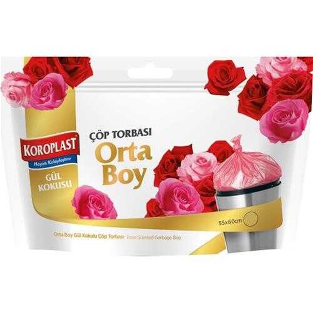 Koroplast Çöp Torbası Orta Boy15 Adet Gül Kokulu