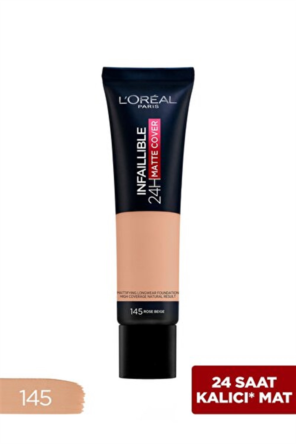 Loreal Mu Infaillible 24H Matte Cover Yüksek Kapatıcı Fondöten 145 Rose Beige