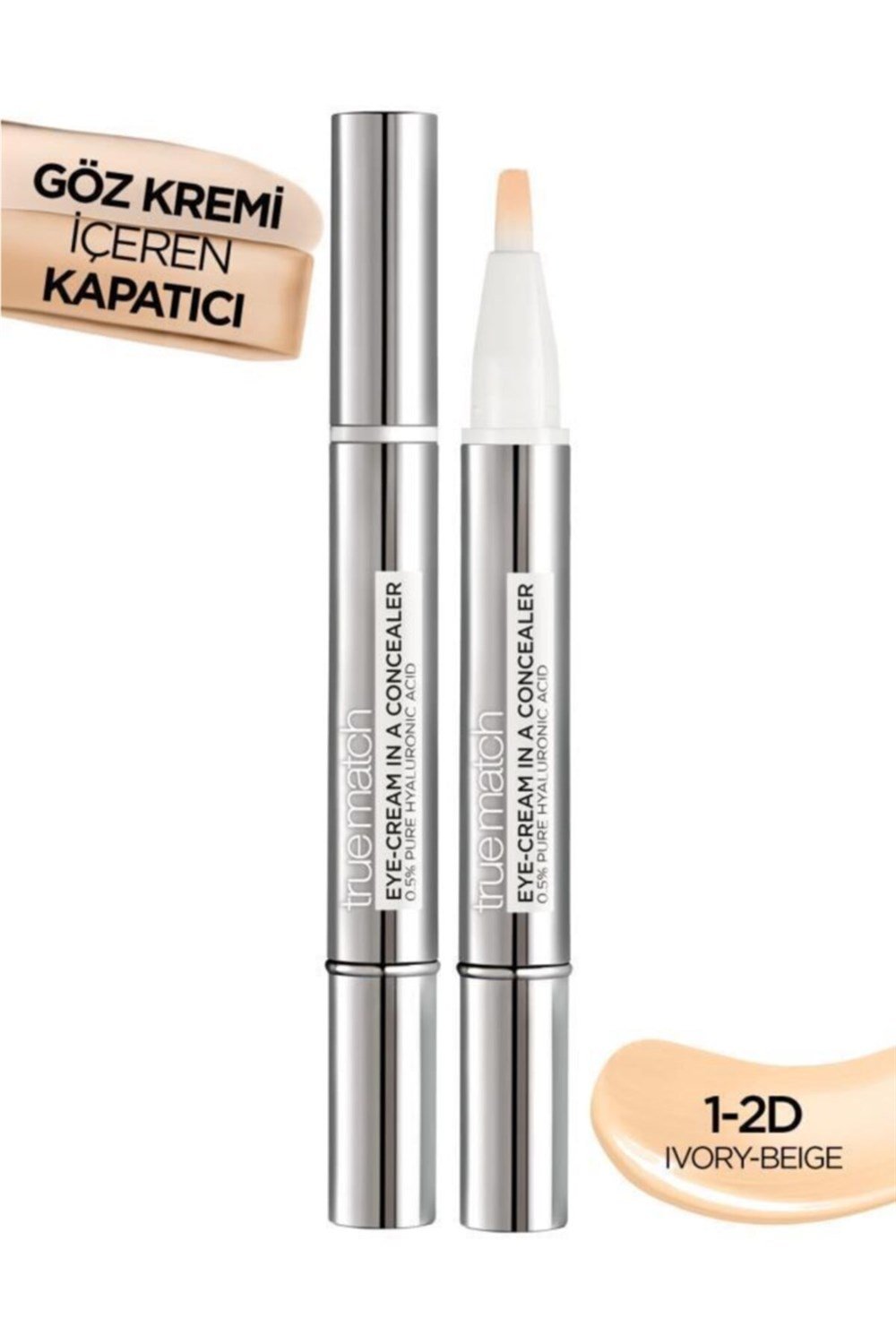 Loreal Mu  True Match Göz Kremi İçeren Kapatıcı 2'si 1 Arada 1-2D Ivory Beige