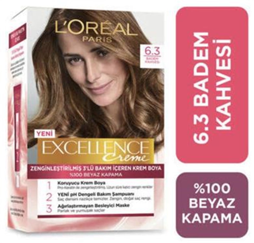 Loreal Paris Excellence Creme Saç Boyası 6.3 Badem Kahvesi