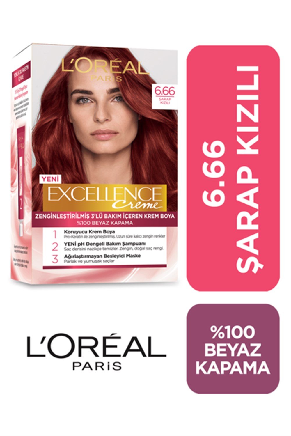 Loreal Paris Excellence Creme Saç Boyası 6.66 Koyu Kumral Yoğun Kızıl