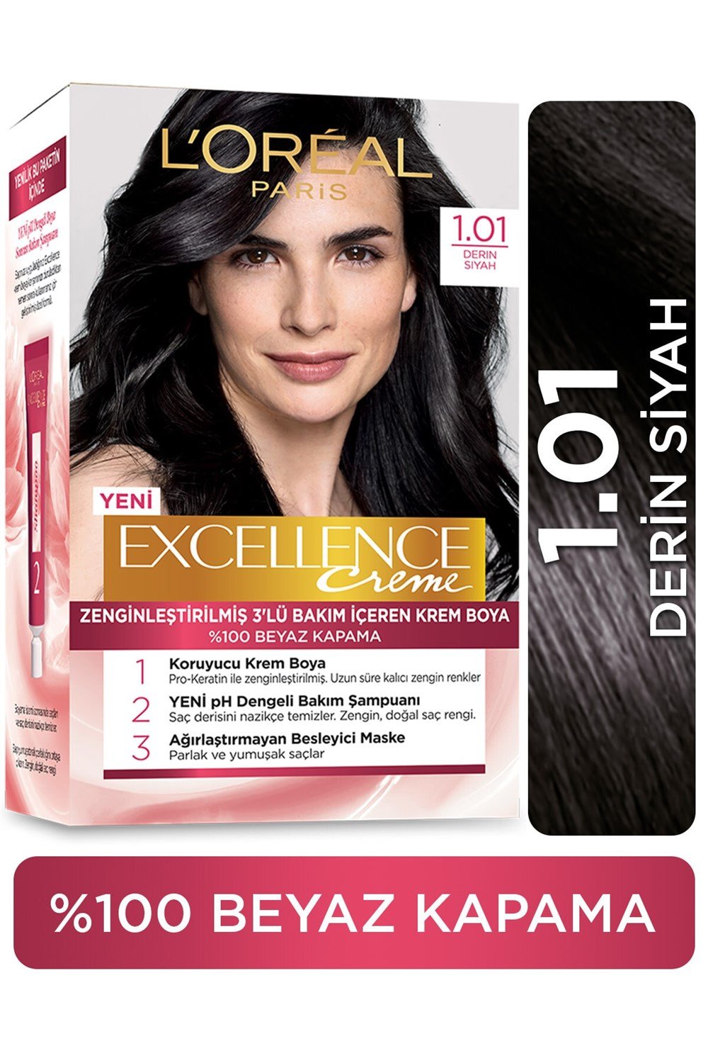 Loreal Paris Excellence Creme Saç Boyası 1.01 Derin Saf Siyah