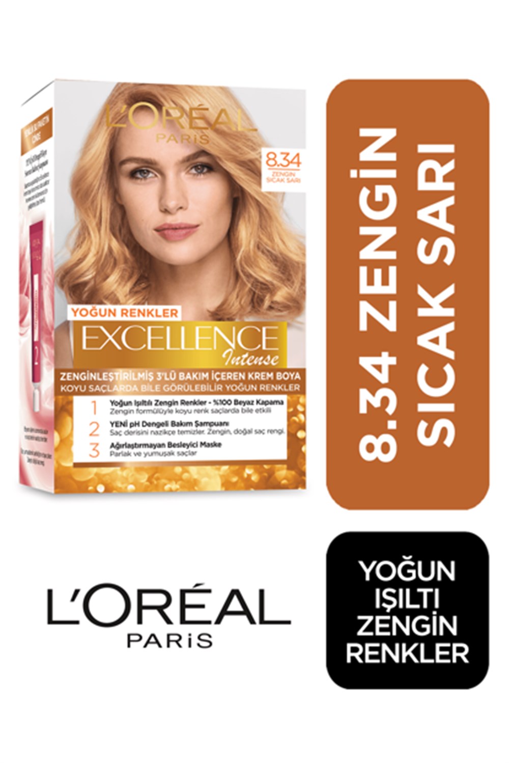 Loreal Paris Excellence Intense Saç Boyası 8.34 Zengin Sıcak Sarı | Cossta  Cosmetic Station