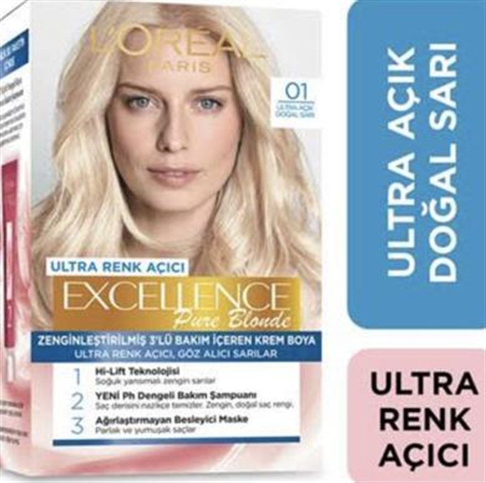 Loreal Paris Excellence Pure Blond Saç Boyası 01 Ultra Açık Doğal Sarı