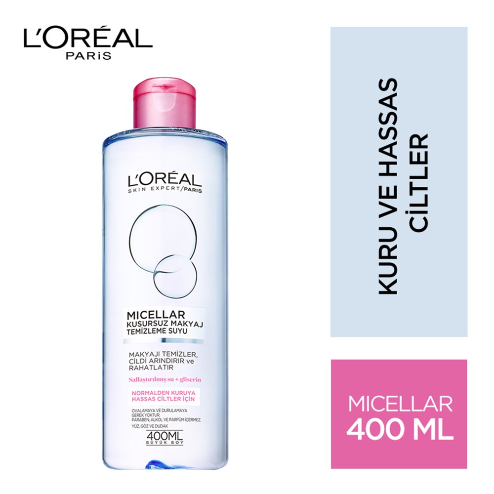 Loreal Paris Micellar Kusursuz Makyaj Temizleme Suyu Hassas 400 Ml