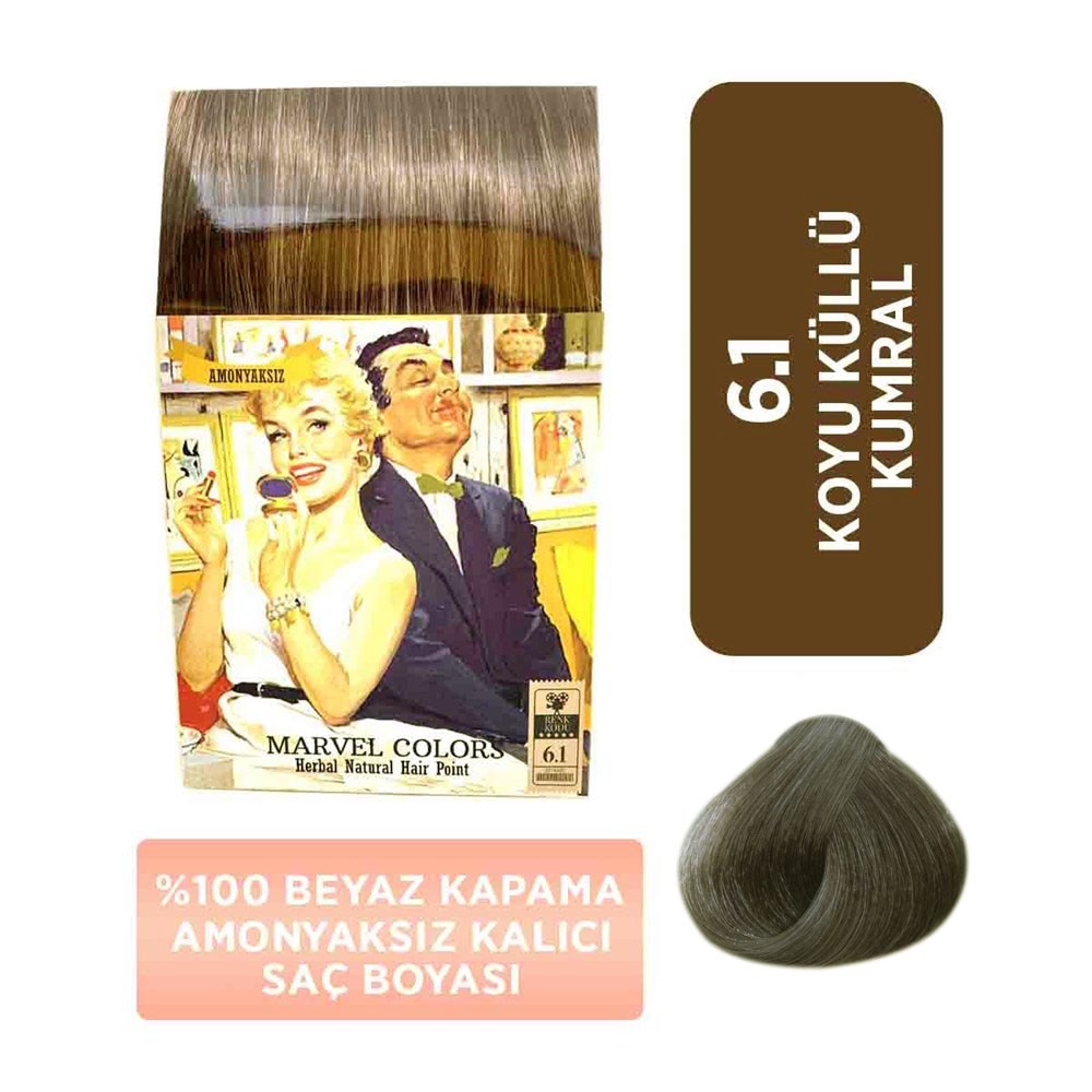 Marvel Saç Boyası Amonyaksız Naturel Hair  6.1 Koyu Küllü Kumral